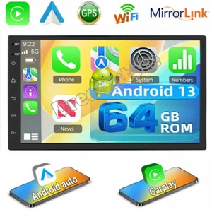 7" Double 2Din Android 13 Apple Carplay Car Stereo Radio GPS Navi WiFi BT 4+64GB - Picture 1 of 17