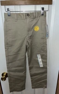Cat & Jack Boys' Uniform Pants Ultimate Flat Front Uniform Chino Tumbleweed SZ 6 - Picture 1 of 2