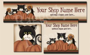 Diseño de pancarta publicitaria de tienda ebay y logotipo a juego - parche de calabaza para gatitos negros - Imagen 1 de 1