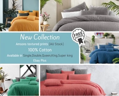 AMSONS 2025 New Soft Doona Duvet Quilt Cover Set Single Double Queen King Size Bed
