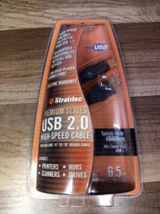 Stratitec 6.5 Ft Premium USB 2.0 High-Speed Printer Cable 24K GP USB-A To USB-B - Picture 1 of 2
