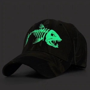 2024 leuchtende Stickerei Fisch Angeln Männer Baseball Cap Outdoor Sport Freizeit Knochen - Bild 1 von 8