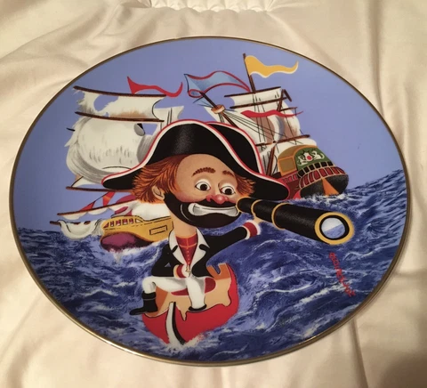 Red Skelton, Hand autographed "Captian Freddie" 8-1/2" Plate Cover
