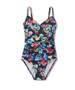 Women's UPF 50 Ring Back One Piece Swimsuit Multi Floral Aqua Green® XL NEW - Picture 1 of 5