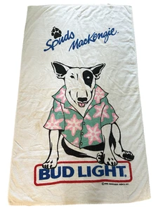 Toalla de playa vintage 1986 Bud Light Beer Spuds MacKenzie - Imagen 1 de 3