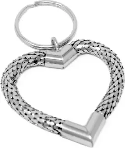 Portachiavi Gioielli Argento Grande Cuore Rete Metallo - Foto 1 di 4