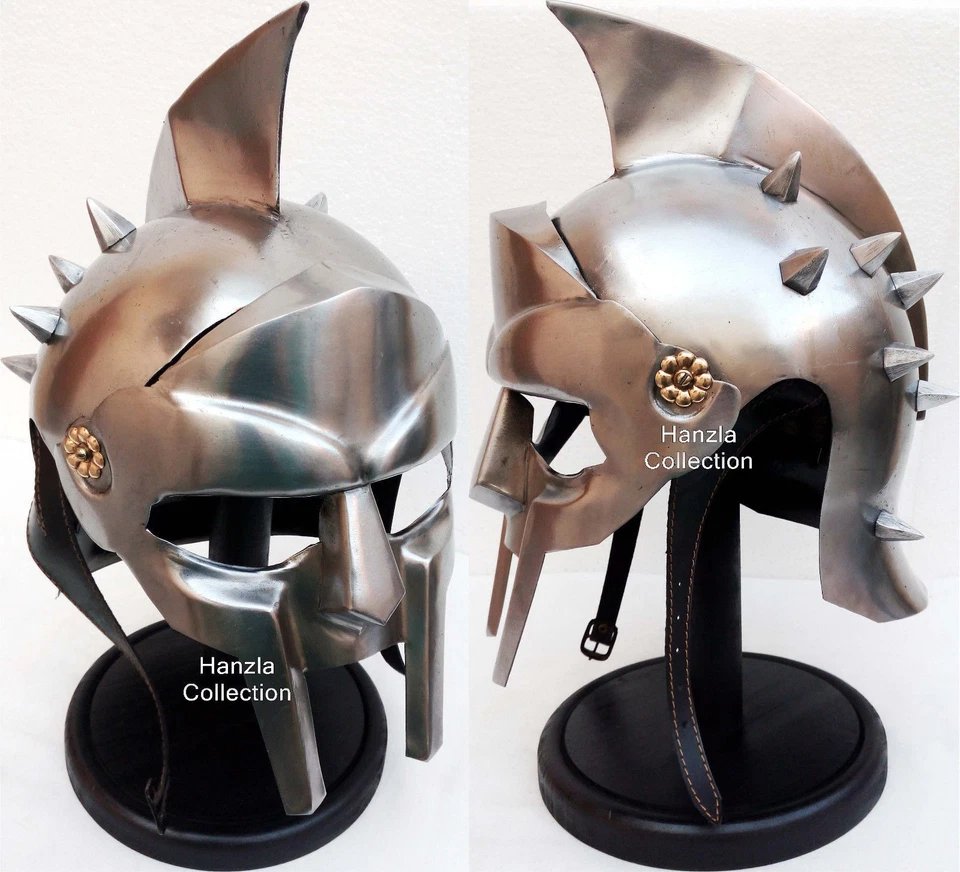 Casco de película de gladiador arena romana caballero máximo casco armadura con soporte de madera Foto 1 de 4