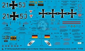 Peddinghaus 1/32 German F-104G Starfighter Markings JaboG 33 Buchel Germany 1840 - Picture 1 of 1