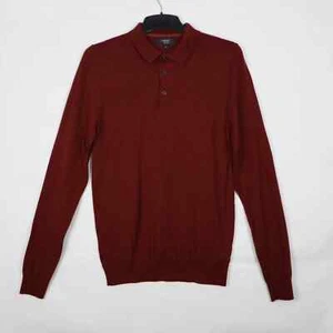 Next Mens Pullover Jumper Red Size S Long Sleeve Collared Cotton Nylon - Picture 1 of 8