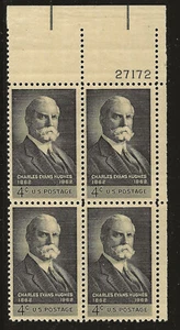 US Scott #1195, Plate Block #27172 1962 Charles Hughes 4c FVF MNH Upper Right - Picture 1 of 1