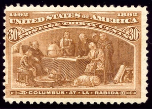 US 239 30c Columbian Exposition 1893 Columbus at La Rabida VG-F unused OG hinged - Picture 1 of 2