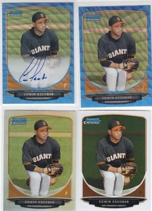 Edwin Escobar 2013 Bowman Chrome BCP117 Chrome Prospect Card Lot w/wave auto - Picture 1 of 2
