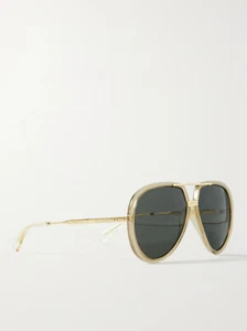 Gafas de sol Gucci Avlator en acetato verde pálido - Nuevas, PVP £445 - Imagen 1 de 15