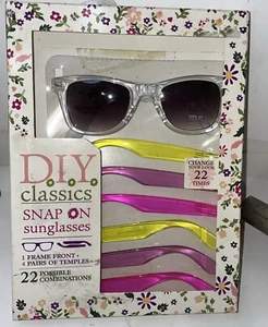 Interchangeable SNAP ON SUNGLASSES 1-FRAME/4-PAIRS OF TEMPLES 22 COMBOS So COOL - Picture 1 of 2