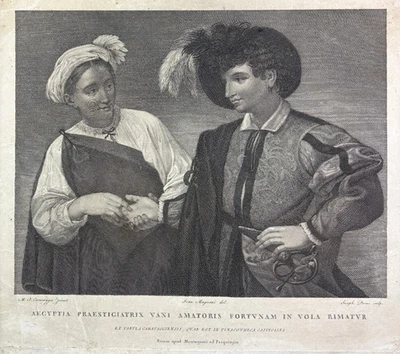 Perini Joseph, nach Caravaggio, Liebt oder liebt nicht, um 1810 Kupferstich  - Bild 1 von 4