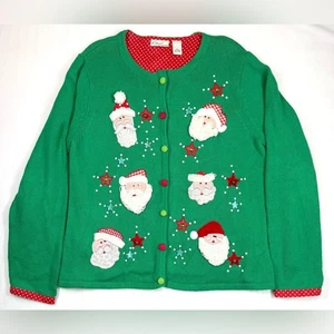 KIM ROGERS Mujer Navidad Papá Noel Cárdigan XL Novedad Cottagecore Caprichoso Lindo - Imagen 1 de 16