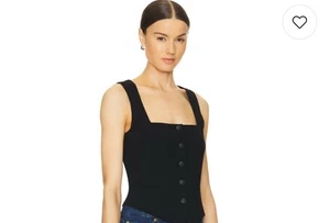 Rag & Bone Marianne Crepe Vest Women's 6 Black Sleeveless  Button  $298 Nwt - Picture 1 of 6
