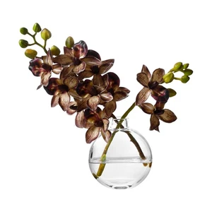 Flores artificiales de oriquidos artificiales en florero de vidrio transparente lleno de agua - seda... - Imagen 1 de 6