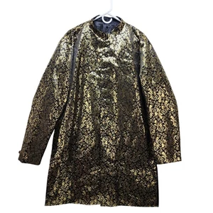 Vintage-Style Womens Brocade Long Coat Size XXL Gold & Black - Picture 1 of 11