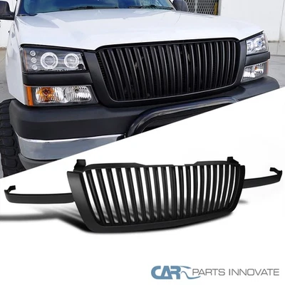 Fits 2003-2005 Chevy Silverado Avalanche Matte Black Vertical Front Hood Grille - Image 1 of 4