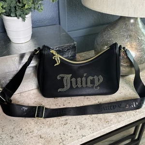 Juicy Couture Liquorice Obsession Crossbody schwarz Kunstleder Nieten Logo neu ohne Etikett - Bild 1 von 7