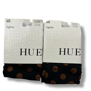 Hue Womens Size S/ M Brown Polka Dots With Black 2 Pair Pack - Picture 1 of 3