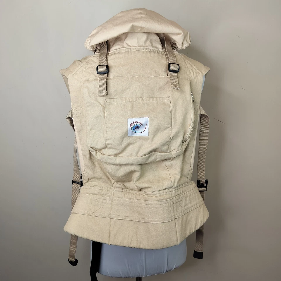 Ergo 婴儿有机棉婴儿背带带帽米色棉 — 第 1/4 张图片