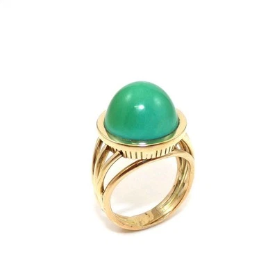 Anillo Vintage Oro Amarillo 14K Turquesa Verde Talla 7.75 Foto 1 de 4