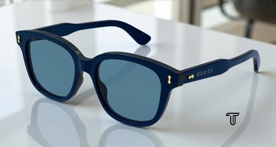 GUCCI GG1264S 002 矩形方形醋酸纤维蓝色 52 毫米男式太阳镜 — 第 1/4 张图片