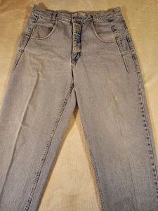 VTG Guess Jeans Acid Wash Women 34 Georges Marciano Light 80s 2 Button Fly Green - Picture 1 of 22