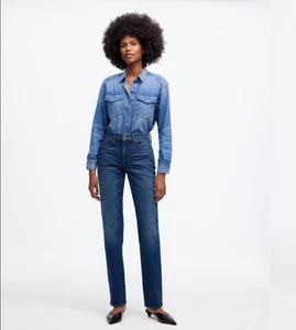 Madewell Jeans Damen Größe 31 Osada Wash Mid Rise 90s Straight Jeans Stretch Neu mit Etikett - Bild 1 von 14