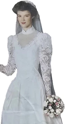 1980s High Collar Puff Sleeve Sweetheart Wedding Dress Vogue 1092 Sewing Pattern - Image 1 of 3
