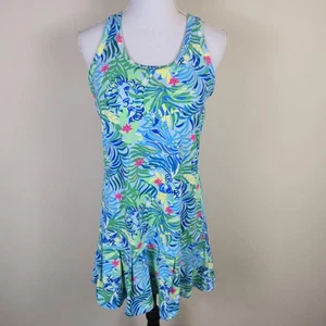 Lilly Pulitzer Dress Womens Medium Tropical Luxletic Racerback Flounce Hem Golf - Picture 1 of 16