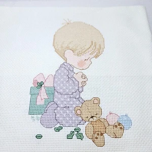 Oso de peluche Precious Moments completado punto de cruz oración para dormir sin marco - Imagen 1 de 7