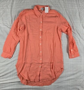 J.CREW 100% Cotton Gauzy Beach Pool Button Down Cover Up Tunic Shirt XS NWT - Picture 1 of 8
