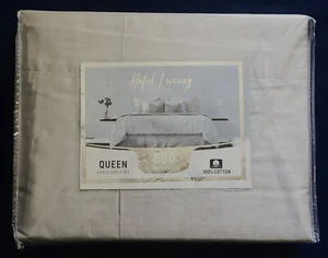 100% Cotton Queen Hotel Luxury Sheet Set Grey 600TC DP Free Shipping - Picture 1 of 5