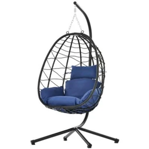 Patio Wicker Hanging Egg Chair with Stand Swing Chair Basket Chair Hammock Chair - Picture 1 of 6