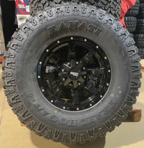 4 17x9 Moto Metal MO970 Black 37" Wheels Kanati AT Tires 5x5.5 Dodge Ram 1500 - Picture 1 of 5