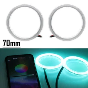 2X RGB Colorful COB Car Headlight Angel Eyes Light LED Halo Rings Lamp Kit 70MM - Picture 1 of 12