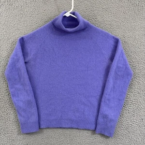 Preswick & Moore Sweater Womens Large Purple Turtleneck 100% Cashmere Preppy - Picture 1 of 11