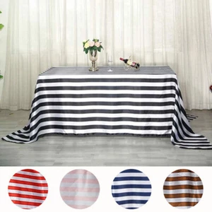 90" x 156" Satin Stripes Rectangular Tablecloth Wedding Party Decorations SALE - Picture 1 of 40