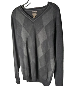 Suéter de golf Greg Norman italiano hilado lana merino cuello en V grande Argyle - Imagen 1 de 3