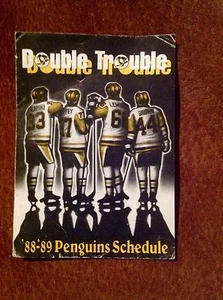 Pittsburgh Penguins '88/89 DOUBLE Trouble Schedule Lemieux Coffey Brown Zalapski - Bild 1 von 3