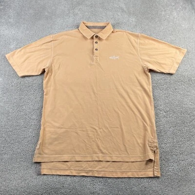 Camisa Polo Orvis Para Hombre Mediana Naranja Trucha Pez Logo Algodón Exterior Foto 1 de 4