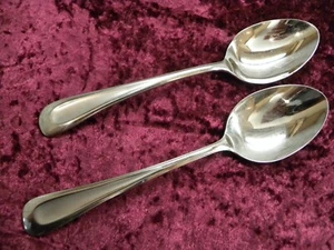 SATIN SAND DUNE 2 Large Serving Spoons Oneida Stainless Vietnam NICE - Picture 1 of 3