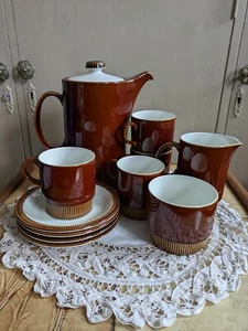Poole Pottery, Coffee Set 4 X Cups & Saucers, Sugar Bowl, Milk Jug & Coffee Pot - Picture 1 of 6