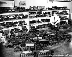 Man with His Model Train Collection - Vintage Photo Print - Picture 1 of 1