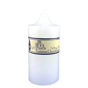 Premium Church Candle Candles White Unscented Pillar Candles 7*15cm 76Hrs - Picture 1 of 1