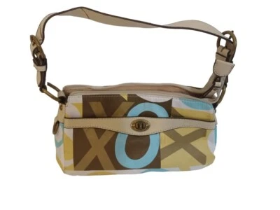 XOXO Mini Bolso Baguette de Hombro para Mujer Azul Marrón Amarillo Y2K Vinilo Bolso de Mano Foto 1 de 4
