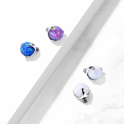 Claw Opal Set 316L Surgical Steel Internal Threaded Dermal Anchor Tops 14G&16G - Image 1 of 4